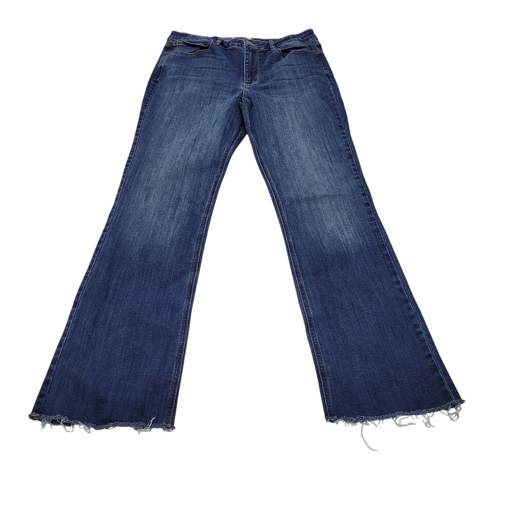 Wrangler high rise bootcut boot stretch jeans western raw hem boho 12